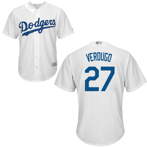 Dodgers #27 Alex Verdugo White Cool Base Stitched Youth MLB Jersey